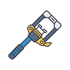 Cartoon Style Illustration of a Clamp Tool on Black