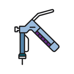 Stylized icon of a caulking gun on black background