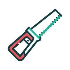Minimalist Hand Saw Icon on Black Background Illustration