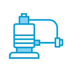 Light blue water pump outline on a black background