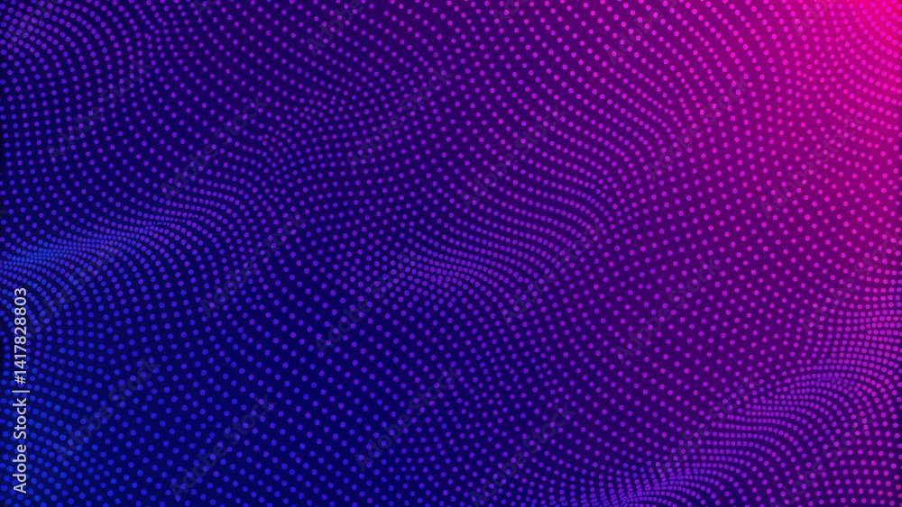 Fototapete Abstract waving particle technology background design. Abstract wave moving dots flow particles, hi-tech and big data background design for brochures, flyers, magazine, business card, banner