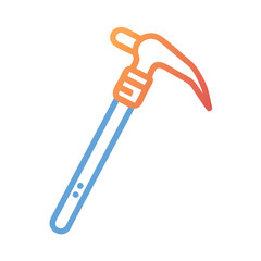 Gradient Outline Icon: Ice Axe on Black Background