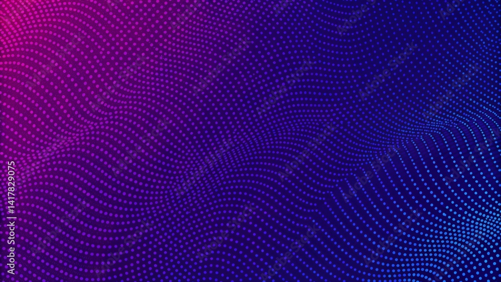 Aufkleber Abstract waving particle technology background design. Abstract wave moving dots flow particles, hi-tech and big data background design for brochures, flyers, magazine, business card, banner