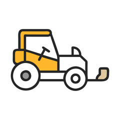 Modern Line Icon Illustration of a Road Roller