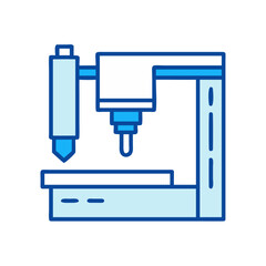 Blue linear machine design against black background illustration