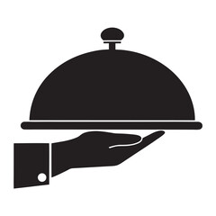 Hot Food Serving Icon,black silhouette vector illustration on white background