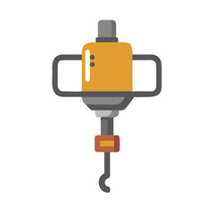 Industrial hoist illustration: equipment, construction, yellow and gray