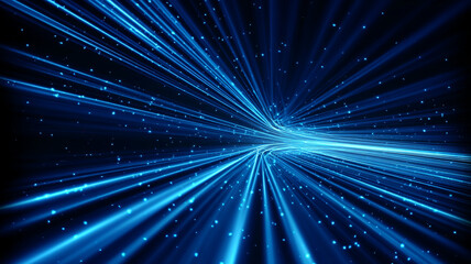 Fototapeta premium Collection of digital illustrations showcasing radiant blue light flares and streaks converging and expanding in space, representing data flow, speed, and futuristic energy.