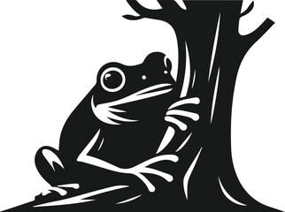 Silhouette of a vector animal frog