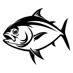 Striking Black and White Graphic Depiction of a Jack Fish Swimming