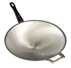 An aluminum frying pan on a transparent background