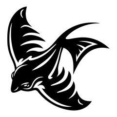 Elegant vector image of a stingray in flight with bold black lines