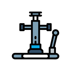 Vintage hand press machine minimal cartoon vector illustration