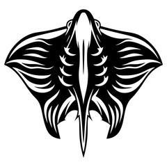 Stylized Vector Illustration of a Manta Ray in Black and White