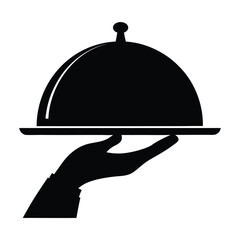 Hot Food Serving Icon,black silhouette vector illustration on white background