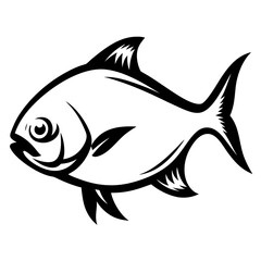 Striking black and white vector illustration of a generic looking fish