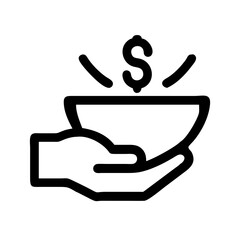 Hand Holding Donation Bowl Icon Design