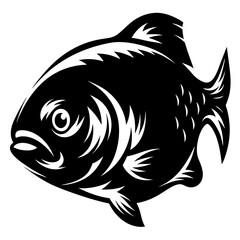 Abstract artistic illustration of a fish in black and white design