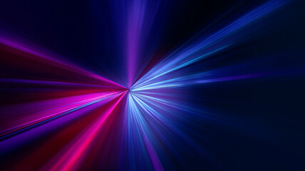 Vibrant abstract illustration of radiant blue and pink light rays bursting outward from a central point on a dark background, symbolizing energy, speed, and futuristic motion.

