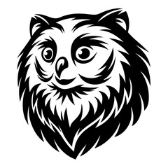 Stylized Tribal Raccoon Face Design With Pointy Fur and Whiskers