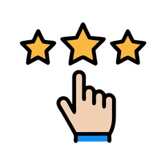 Hand Pointing at Star Rating Icon Design