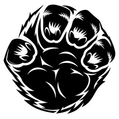 Abstract Bear Paw Print Design in Black and White Vector Art