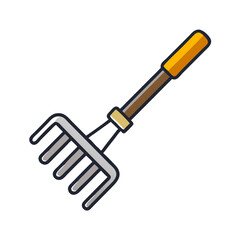 Gardening rake vector icon for agriculture or horticulture