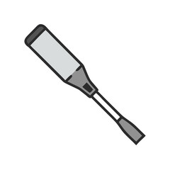 Isolated Gray Chisel Tool Illustration on Black Background