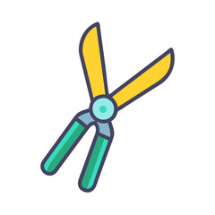 Colorful Garden Shears Icon Illustration on a Black Background