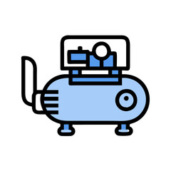 Air compressor illustration on black background for digital projects