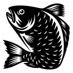 Fototapeta premium Monochrome depiction of a fish with elaborate scale patterns and prominent fins