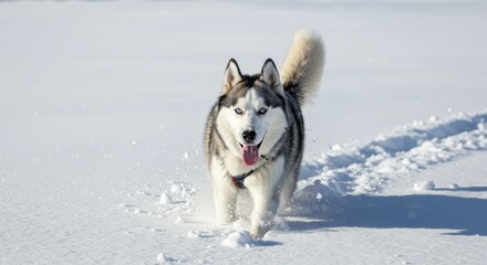 Happy Siberian Husky in Snow (Photo)