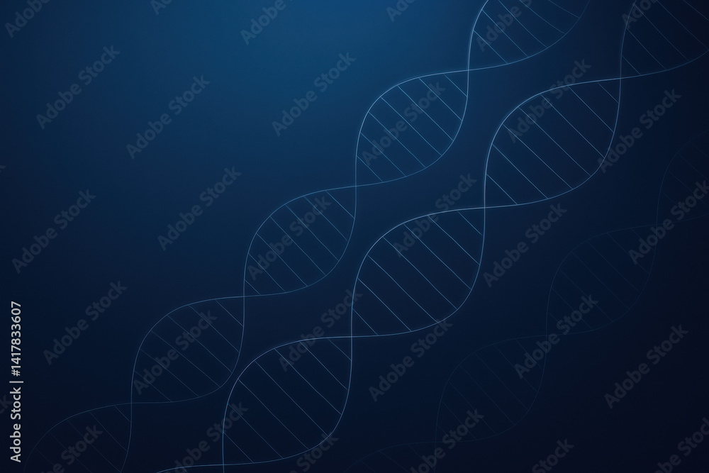Poster this features delicate abstract dna helix lines set against a navy background symbolizing innovation