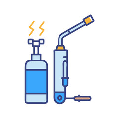 Welding Torch Icon with Blue and Yellow Highlights