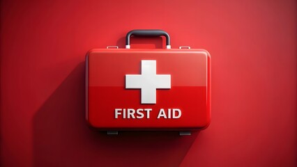 Red First Aid Kit on Red Background