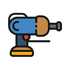 Modern Cordless Drill Icon on Black Background Illustration
