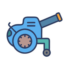 Cartoon cannon icon illustration on black background