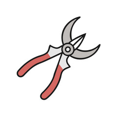 Gardening shears illustration on black, pruning tool vector
