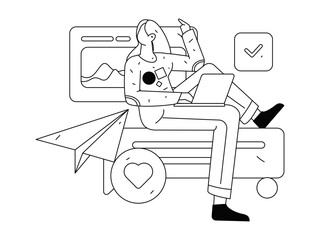 Flat vector illustration of business people operating work scene
