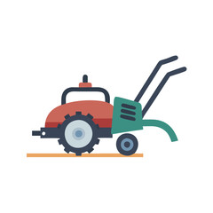 Flat Design Tractor or Rototiller Agriculture Machine Illustration