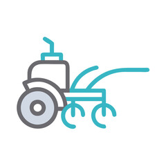Stylish Tractor Tiller Icon on Dark Background Concept