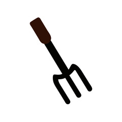 Illustration of a Gardening Fork on a Black Background