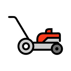 Modern Minimalist Lawn Mower Icon on Black Background
