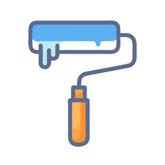 Paint roller icon with light blue paint splatter