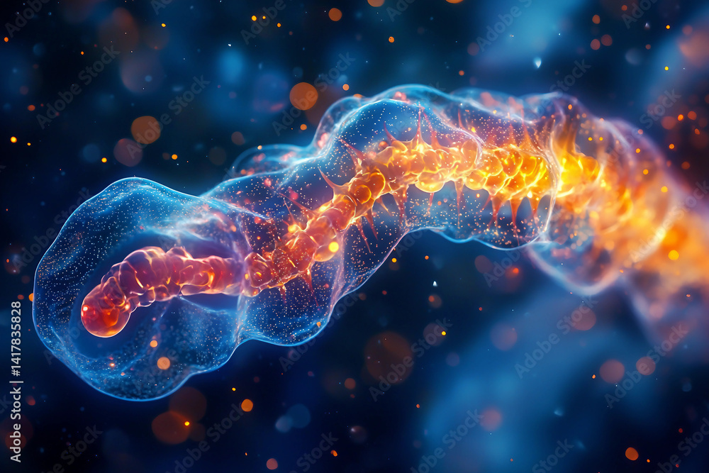 Aufkleber generative ai illustration of microscopic bacterial forms showcasing vivid molecular structures and 
