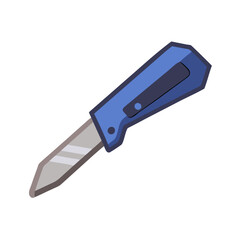 Blue Utility Knife Illustration, Box Cutter on Black