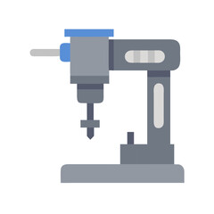 Illustration of a gray drill press on black background