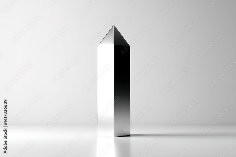 Poster stylish metallic obelisk sculpture on a minimalist background showcasing modern design concepts in i