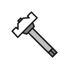 Minimalist white sledge hammer icon isolated on black