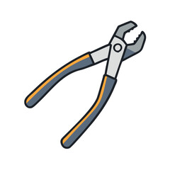 Cartoon illustration of groove joint pliers on black background